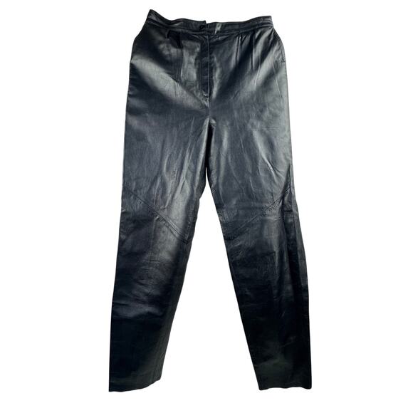 Y2K Black Leather Pants Size 10 Ruth Wagner Inseam 31.5 Inches - Picture 2 of 8